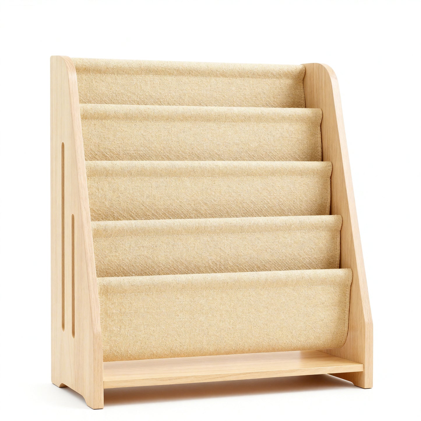 AMMEHOELA Kids Book Shelf Wooden Montessori Bookshelf Dutch Design 5Tier Scalloped,NaturalMapleWood Pattern